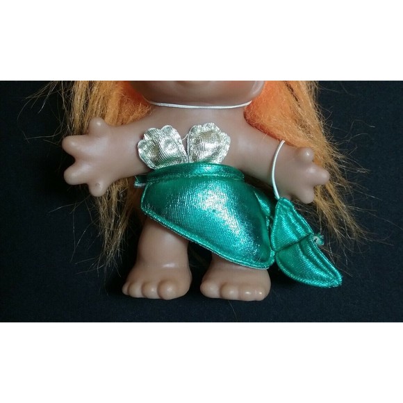 Vintage 1986 DAM Norfin Troll Mermaid Doll Orange Hair 5" - Picture 3 of 7